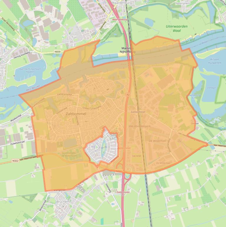 Kaart van postcodegebied 5301.