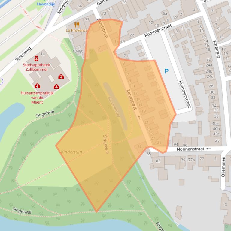 Kaart van postcodegebied 5301BT.