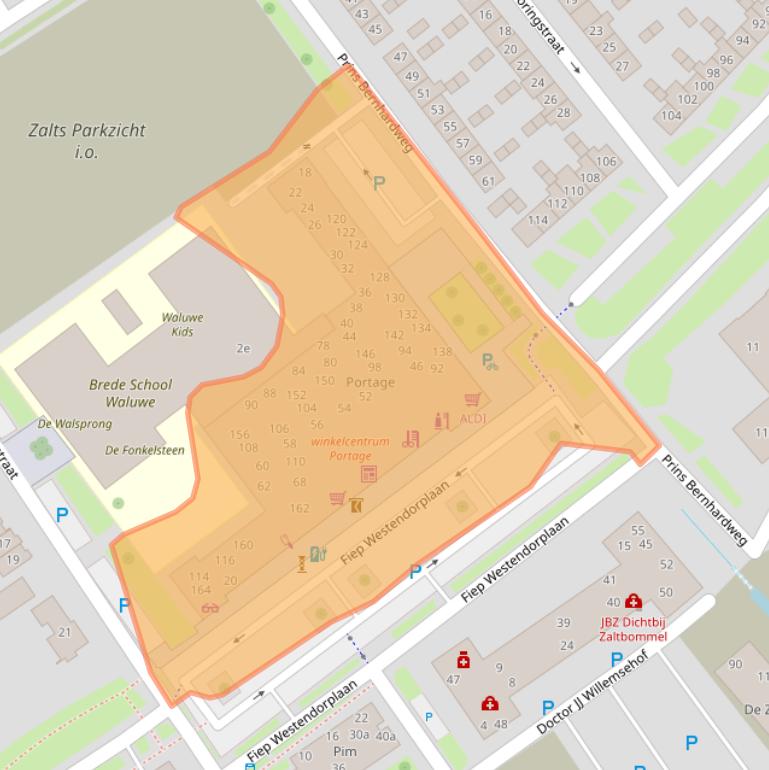 Kaart van postcodegebied 5302TA.