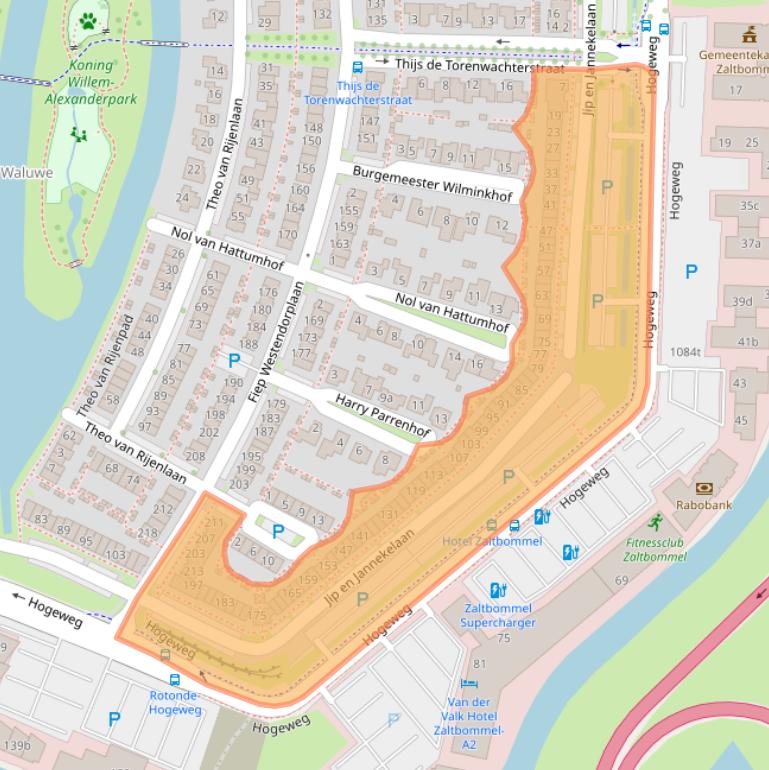 Kaart van postcodegebied 5302TJ.