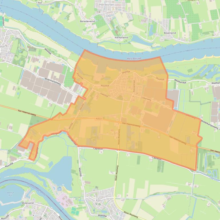 Kaartafbeelding, ingezoomd op postcodegebied 5305.