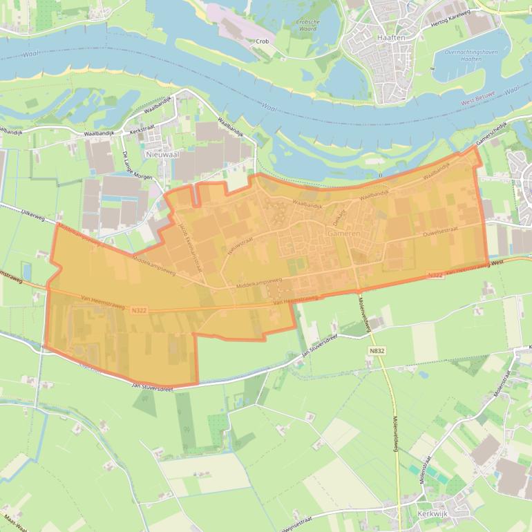 Kaart van postcodegebied 5311.
