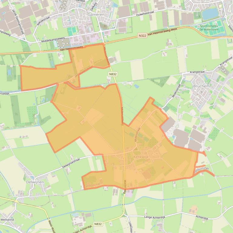 Kaart van postcodegebied 5315.