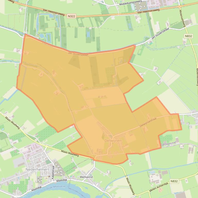 Kaart van postcodegebied 5316.