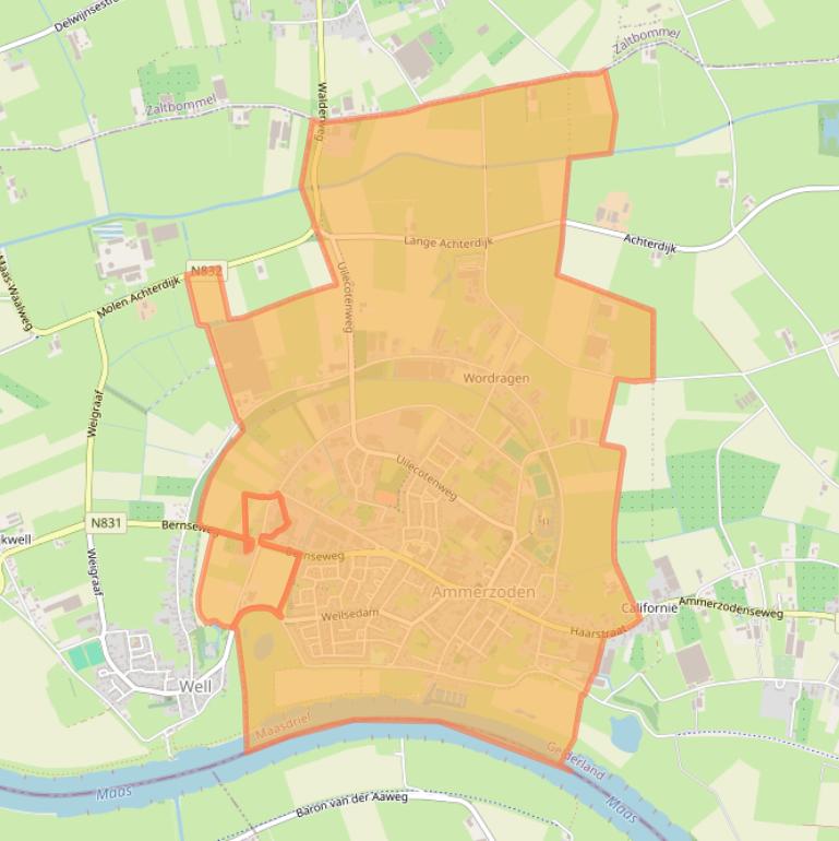 Kaart van postcodegebied 5324.
