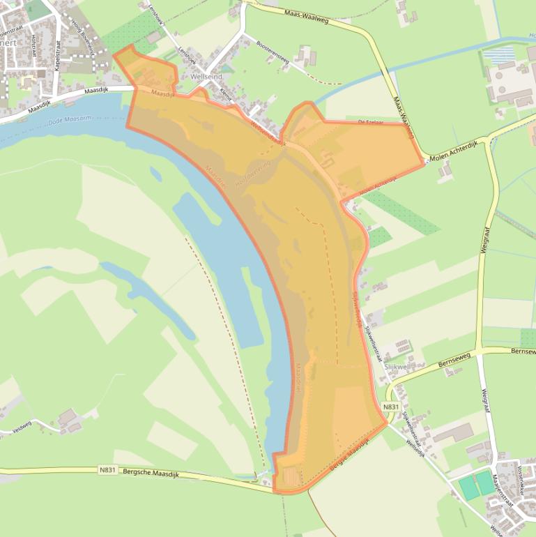 Kaart van postcodegebied 5325KD.