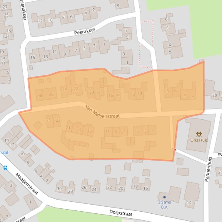 Kaart van postcodegebied 5325XT.