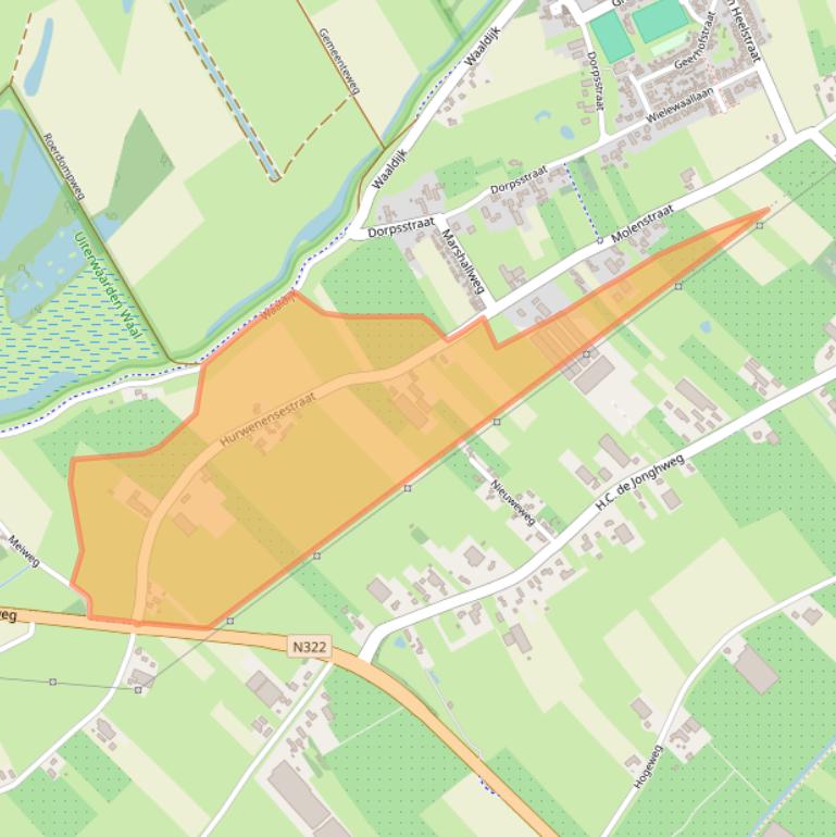 Kaart van postcodegebied 5327KT.