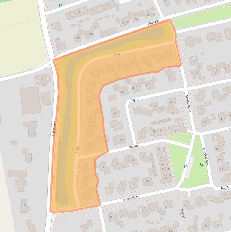 Kaart van postcodegebied 5331DJ.