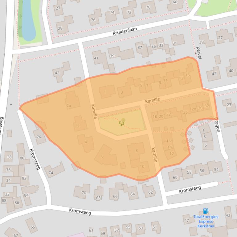 Kaart van postcodegebied 5331DN.