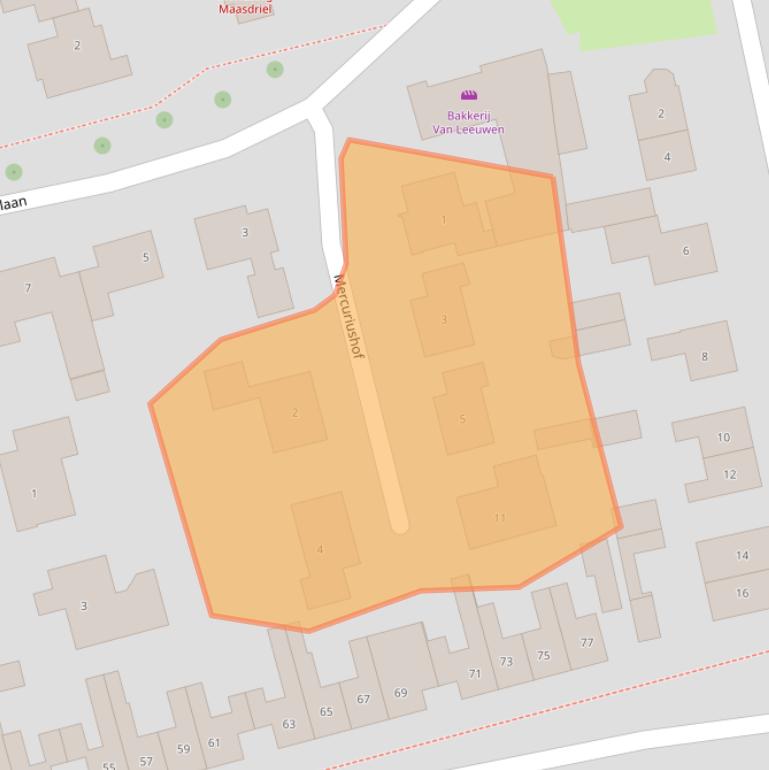 Kaart van postcodegebied 5331TP.