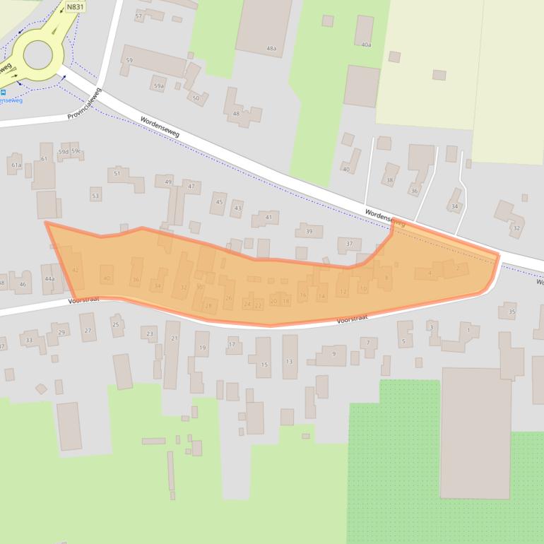 Kaart van postcodegebied 5334JT.