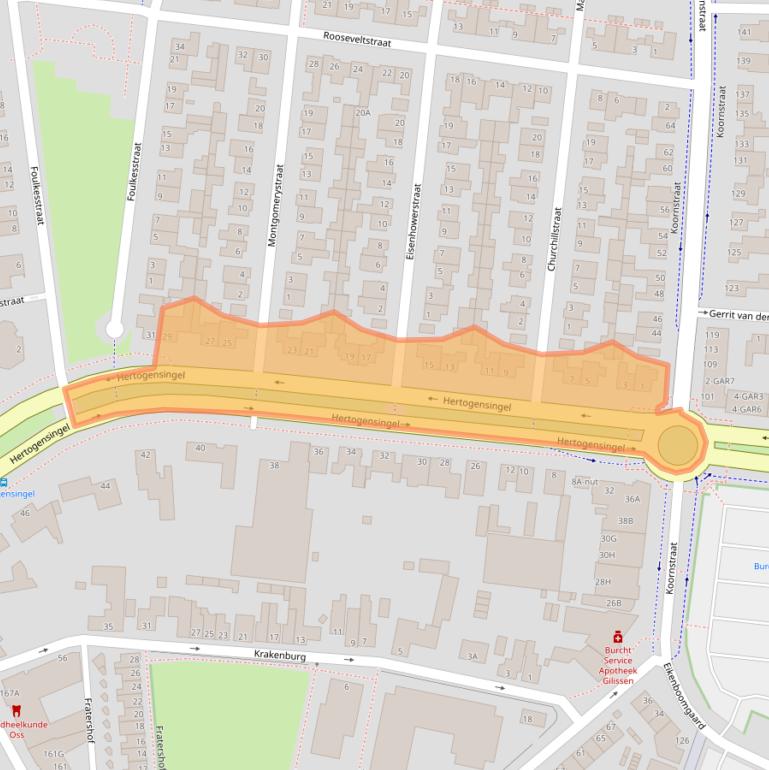Kaart van postcodegebied 5341AA.