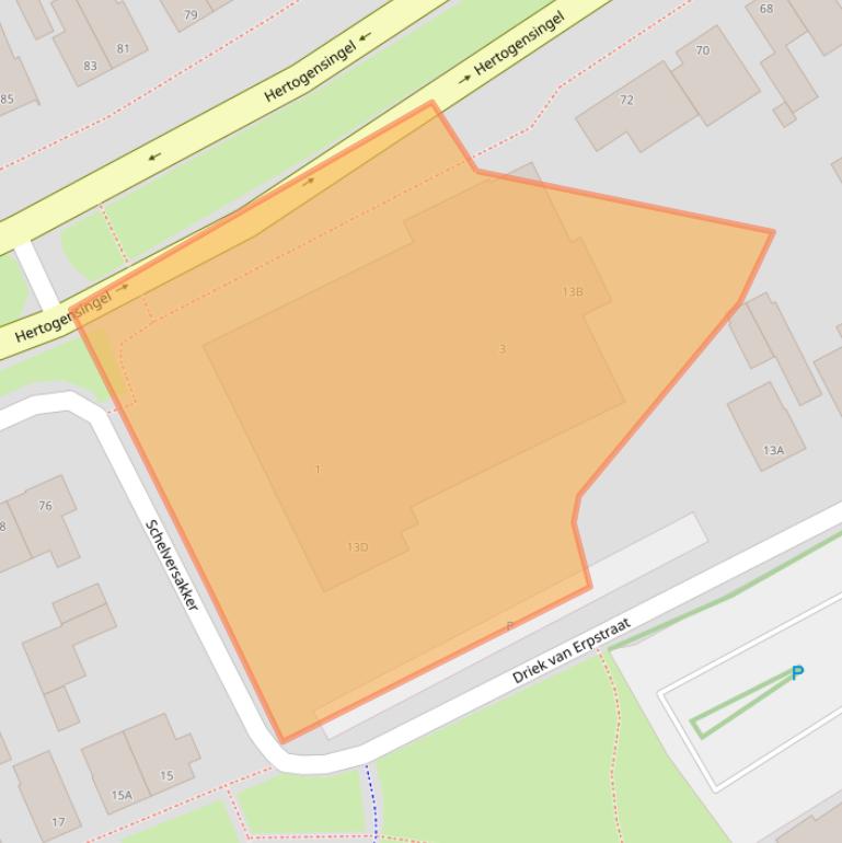 Kaart van postcodegebied 5341AJ.