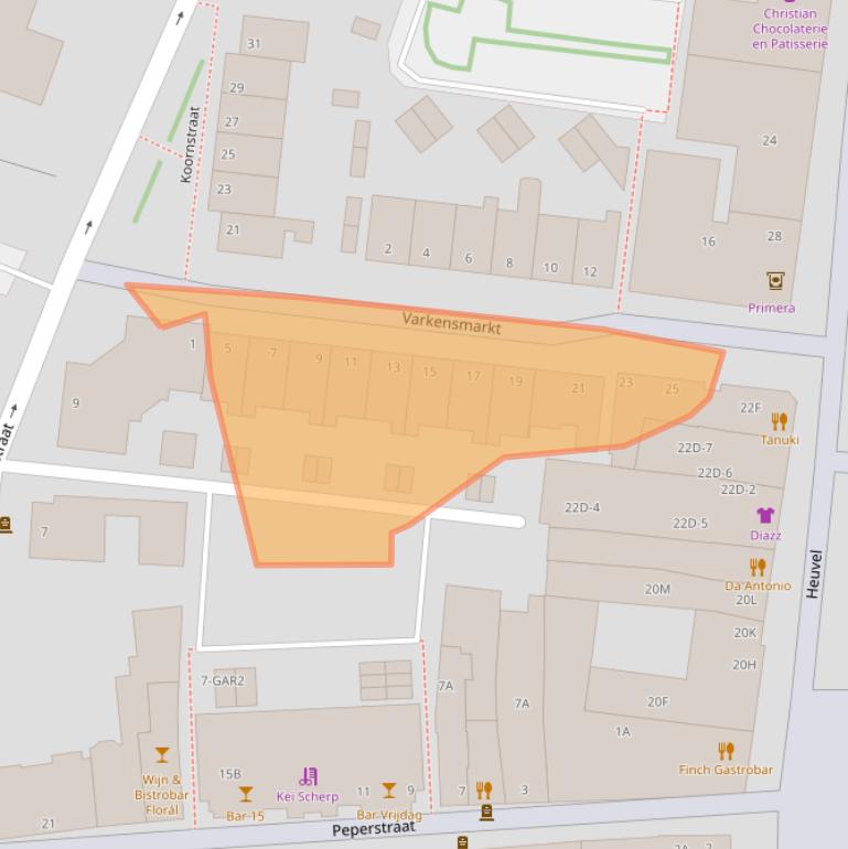 Kaart van postcodegebied 5341DA.