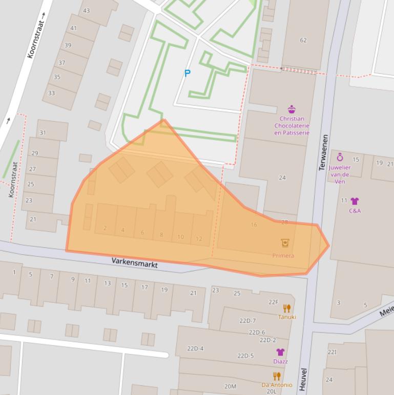 Kaart van postcodegebied 5341DB.