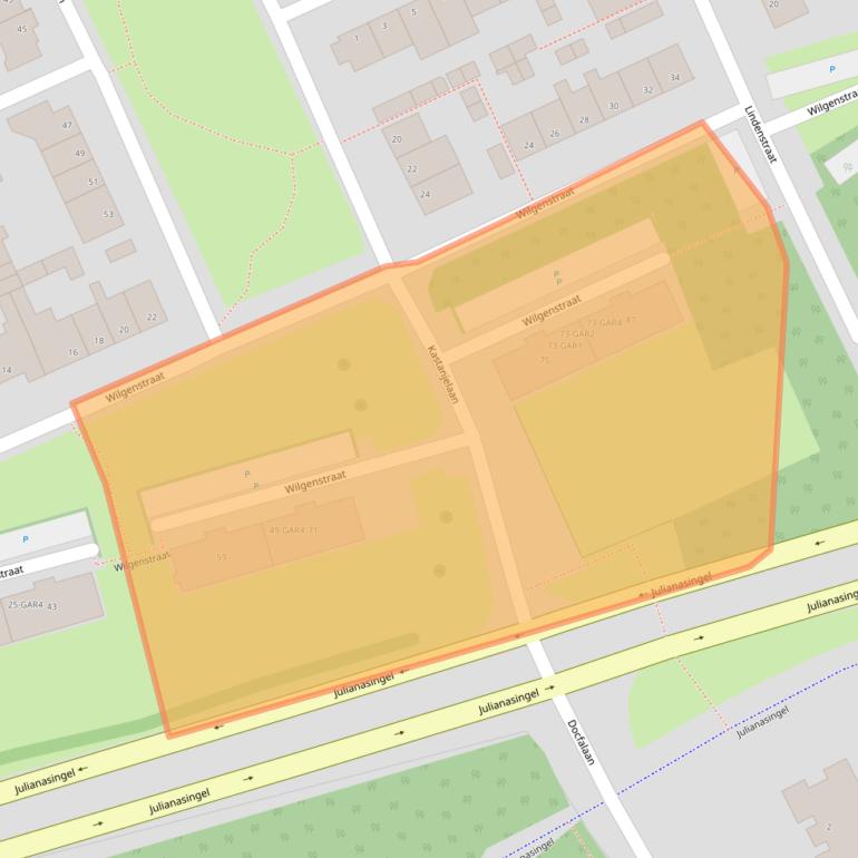 Kaart van postcodegebied 5342XJ.