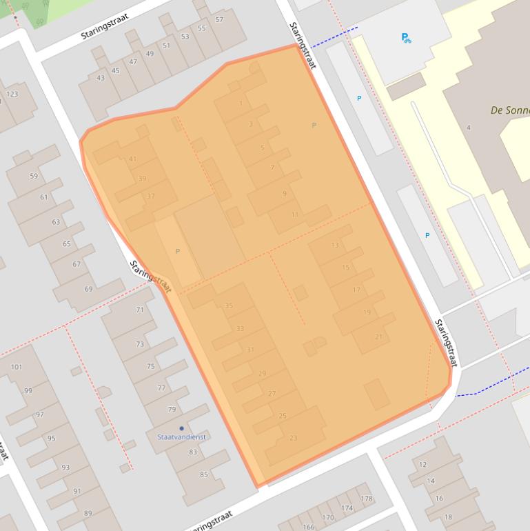 Kaart van postcodegebied 5343GA.