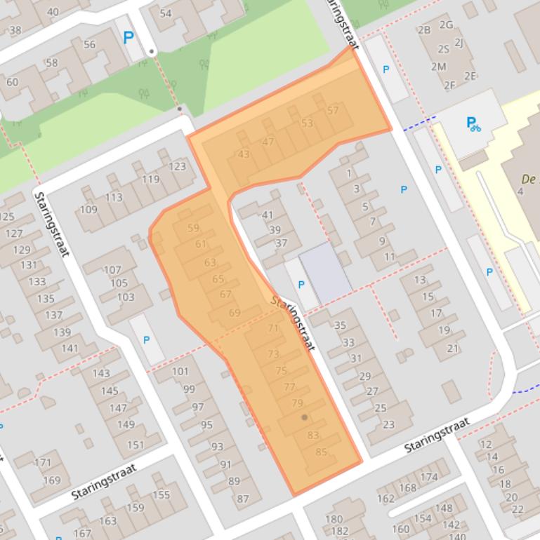 Kaart van postcodegebied 5343GB.