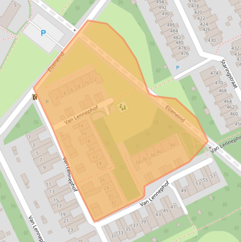 Kaart van postcodegebied 5343JE.