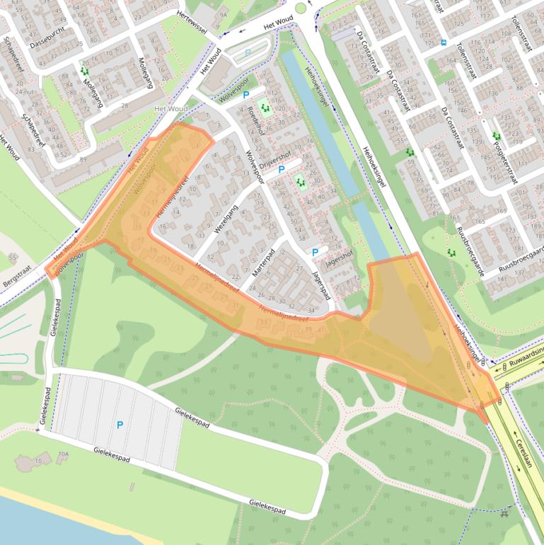 Kaart van postcodegebied 5343XC.