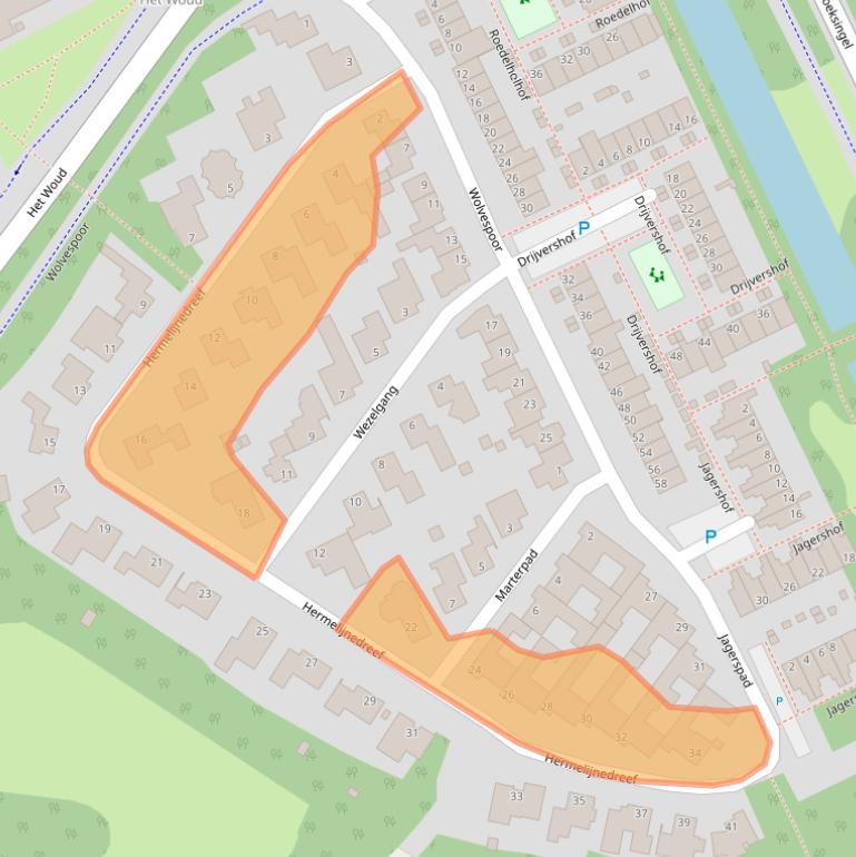 Kaart van postcodegebied 5343XD.