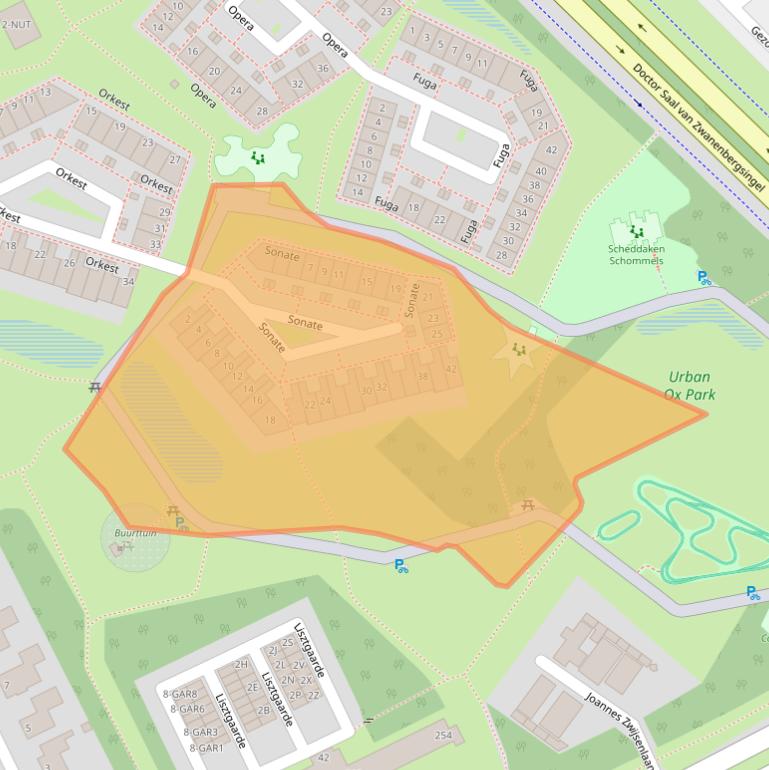 Kaart van postcodegebied 5344CX.