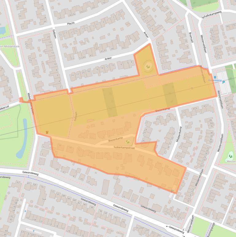 Kaart van postcodegebied 5345GJ.