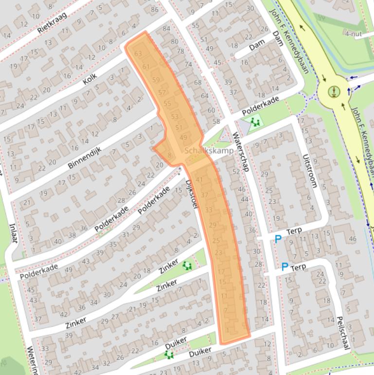 Kaart van postcodegebied 5345RJ.