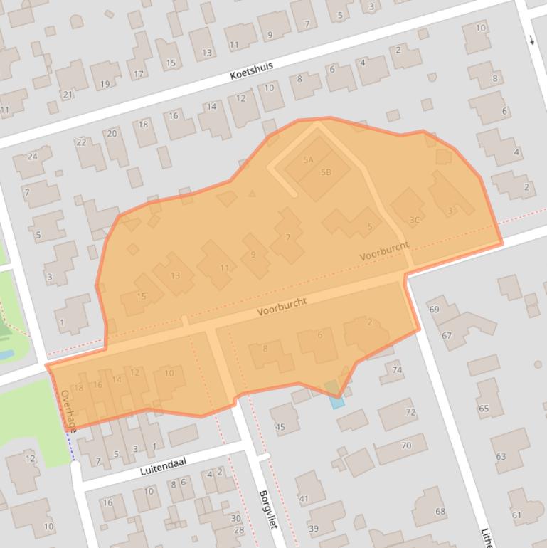Kaart van postcodegebied 5346XA.