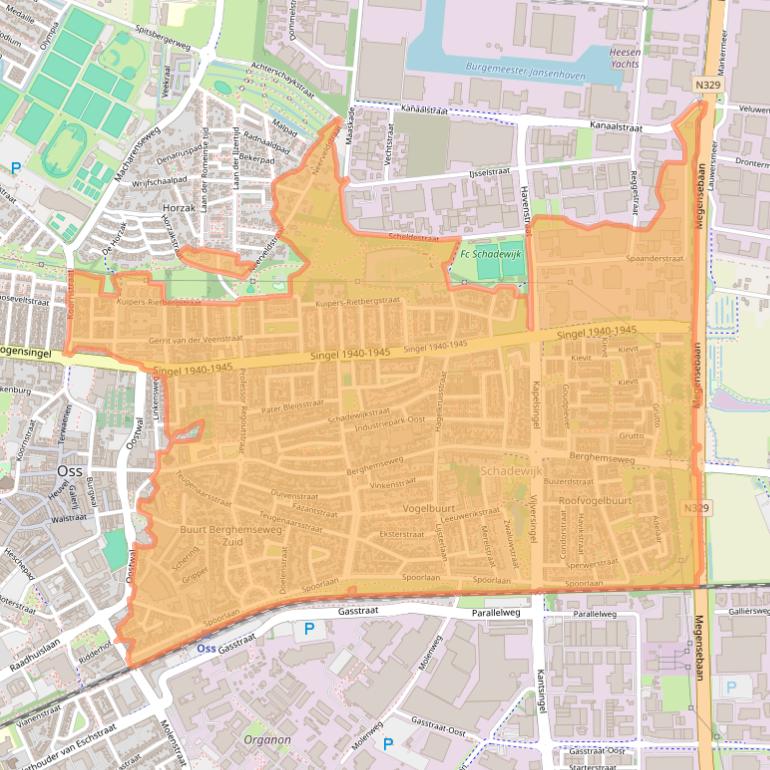 Kaart van postcodegebied 5348.