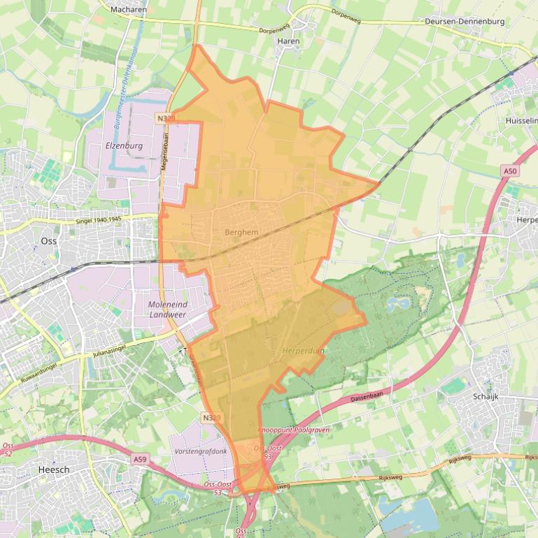 Kaart van postcodegebied 5351.