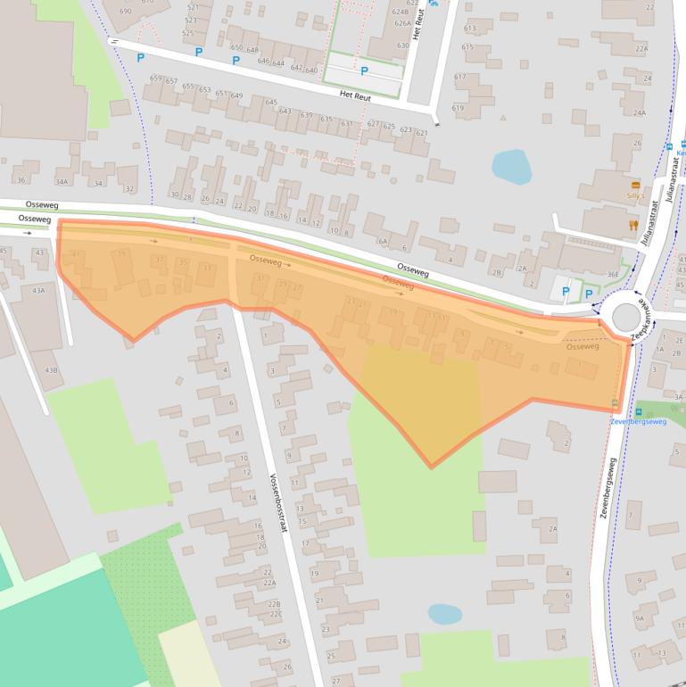 Kaart van postcodegebied 5351AA.