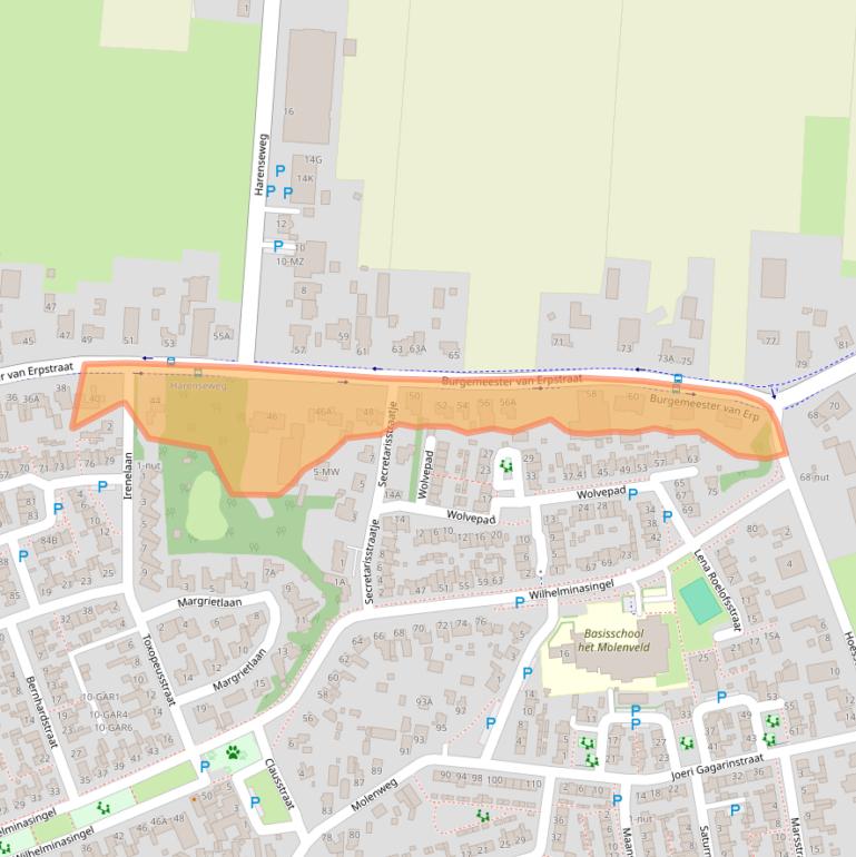 Kaart van postcodegebied 5351AX.