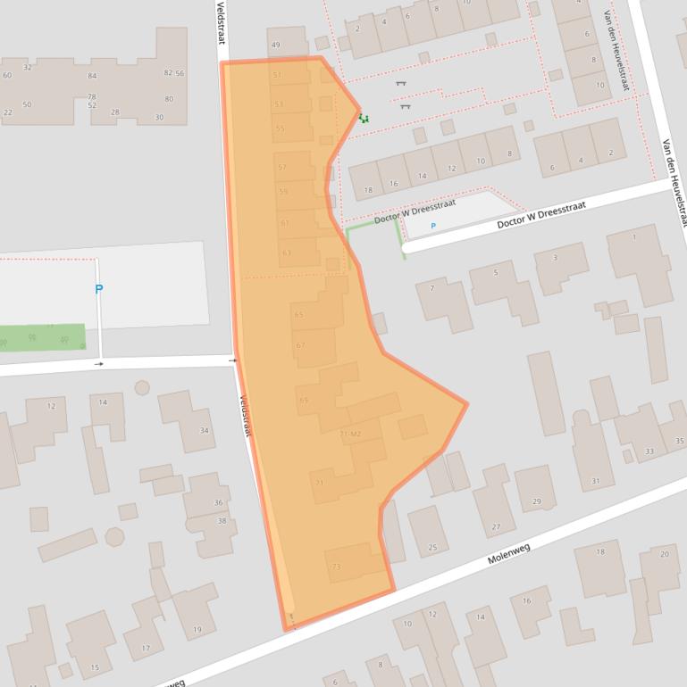 Kaart van postcodegebied 5351BG.