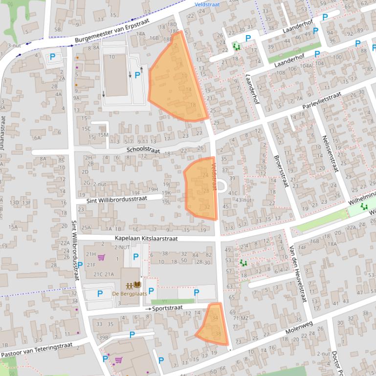 Kaart van postcodegebied 5351BH.