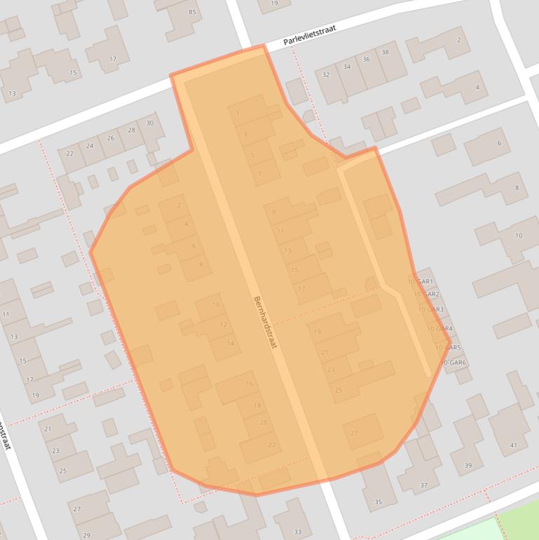 Kaart van postcodegebied 5351BT.