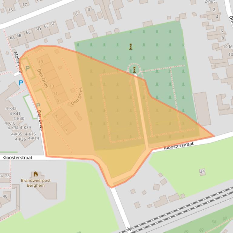 Kaart van postcodegebied 5351DZ.