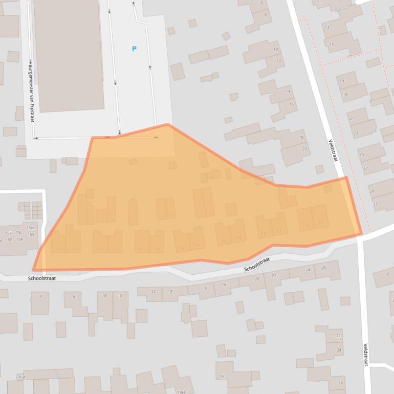 Kaart van postcodegebied 5351EK.