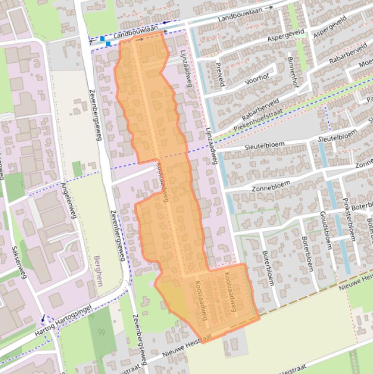 Kaart van postcodegebied 5351LP.
