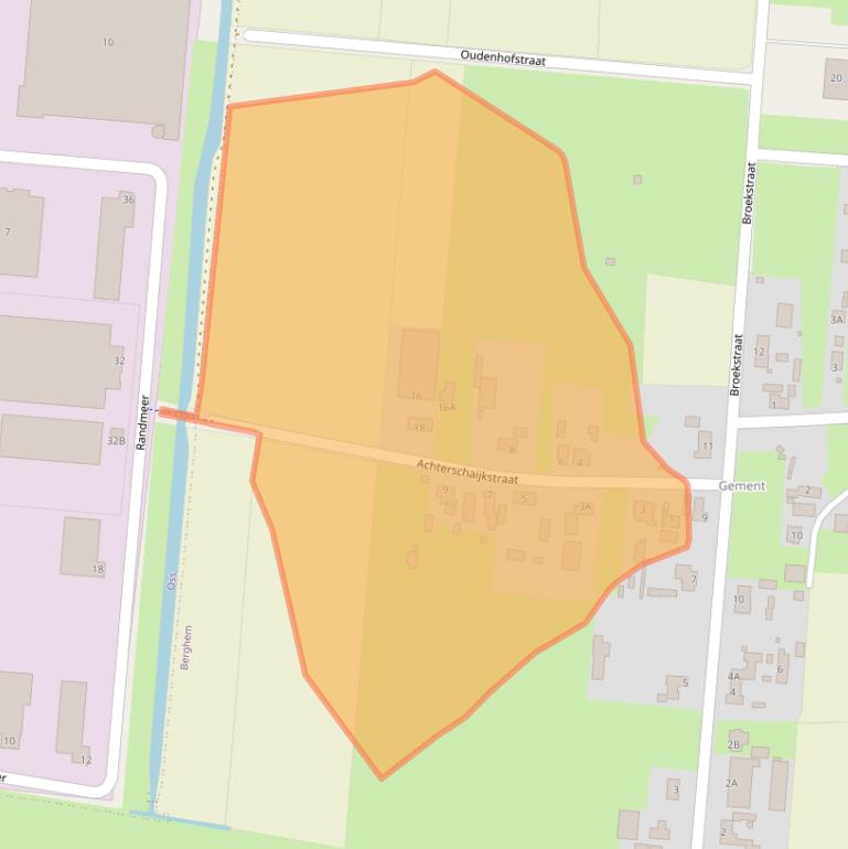 Kaart van postcodegebied 5351NB.