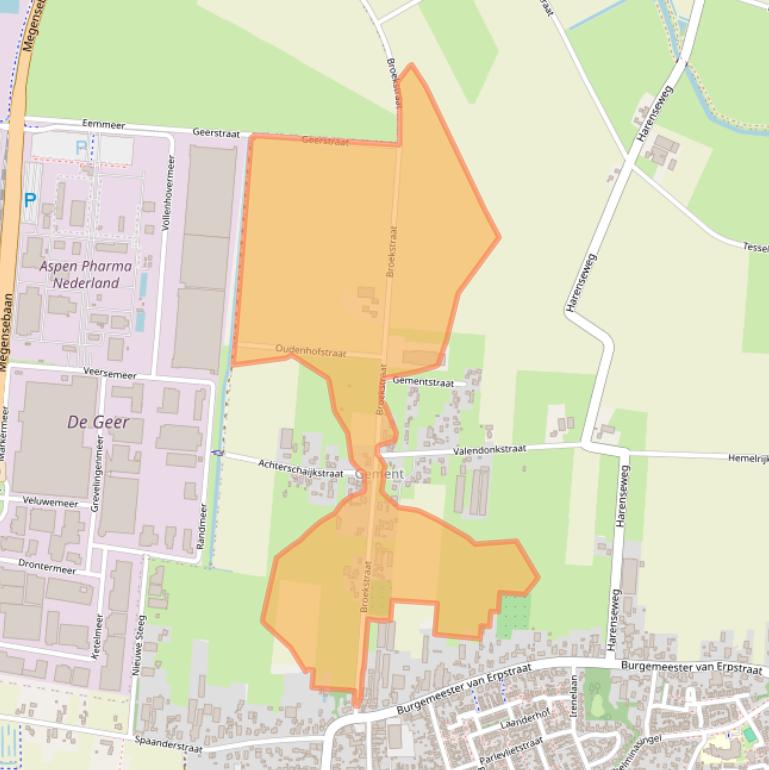 Kaart van postcodegebied 5351NC.