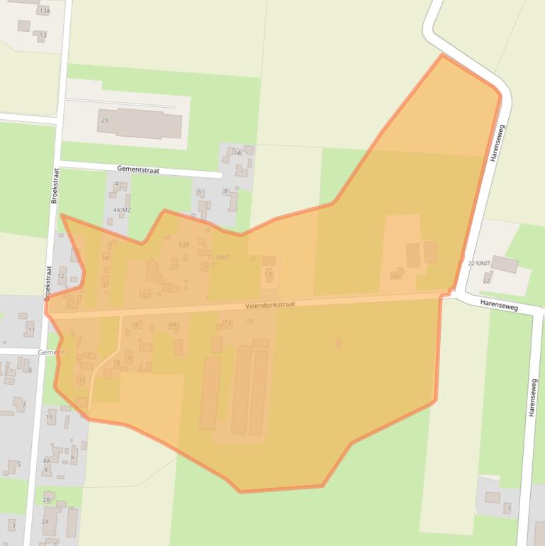 Kaart van postcodegebied 5351NE.
