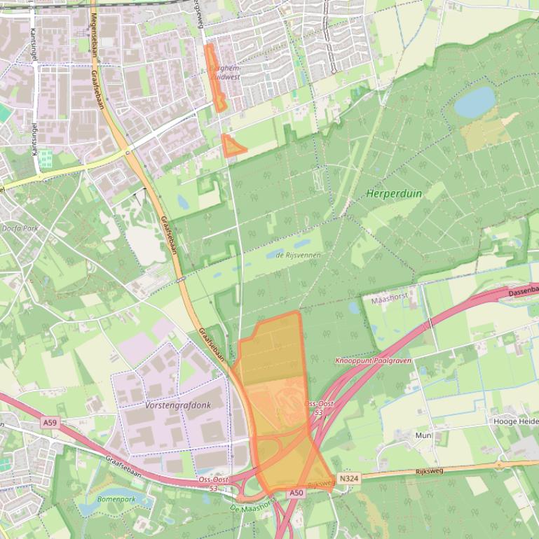 Kaart van postcodegebied 5351PG.