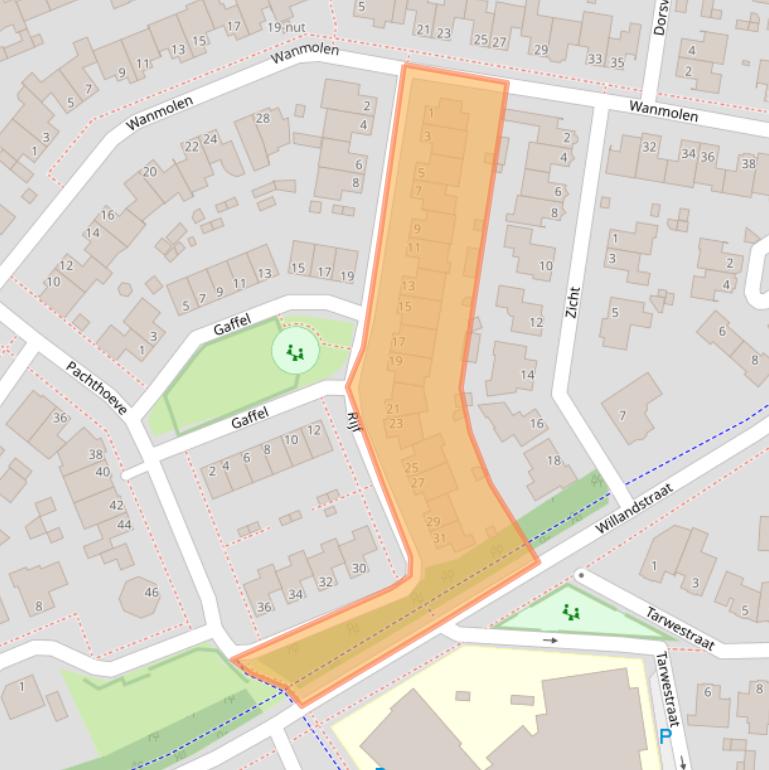 Kaart van postcodegebied 5351RJ.