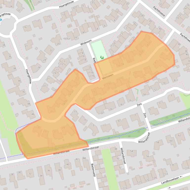 Kaart van postcodegebied 5351RX.