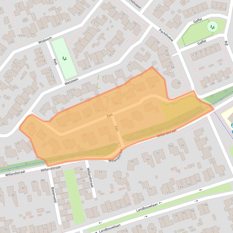 Kaart van postcodegebied 5351RZ.