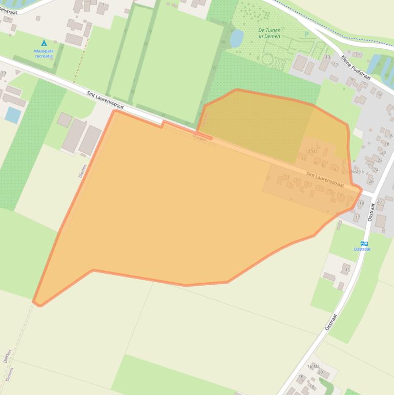 Kaart van postcodegebied 5354KB.