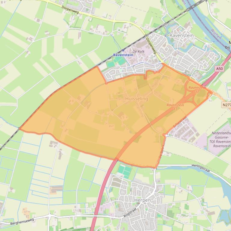 Kaart van postcodegebied 5358.