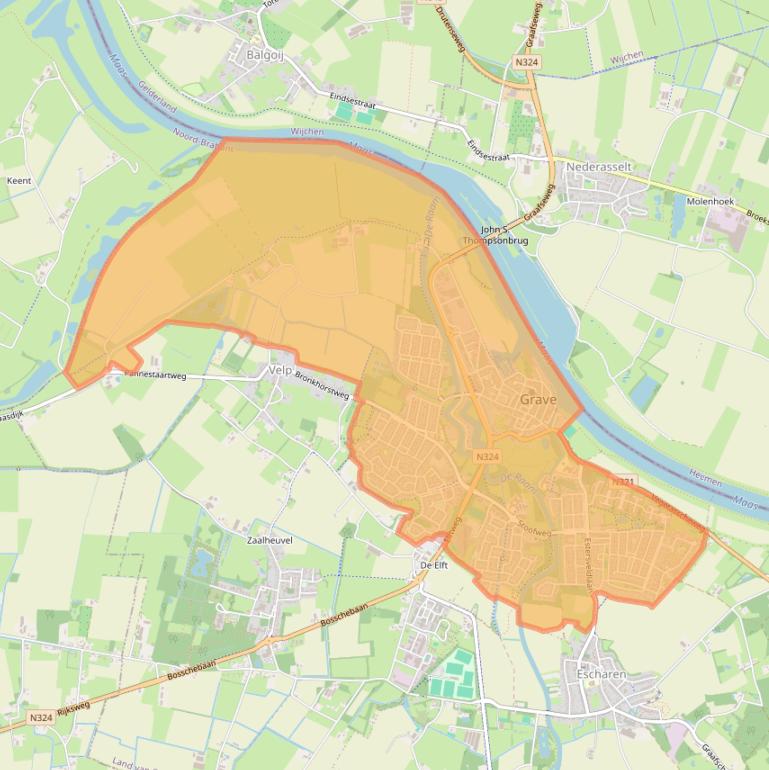 Kaart van postcodegebied 5361.